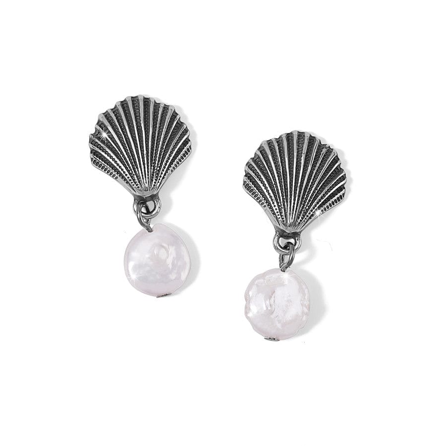 Handcrafted Pearl Drop Earrings with Silver Shells
