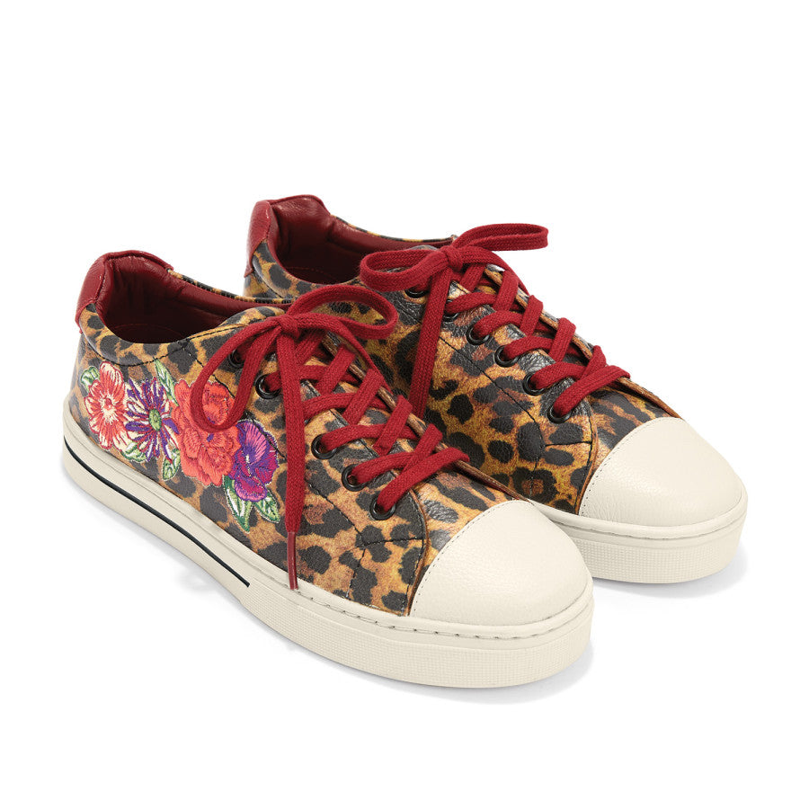 Luxury Leopard Print Sneakers with Colorful Embroidery