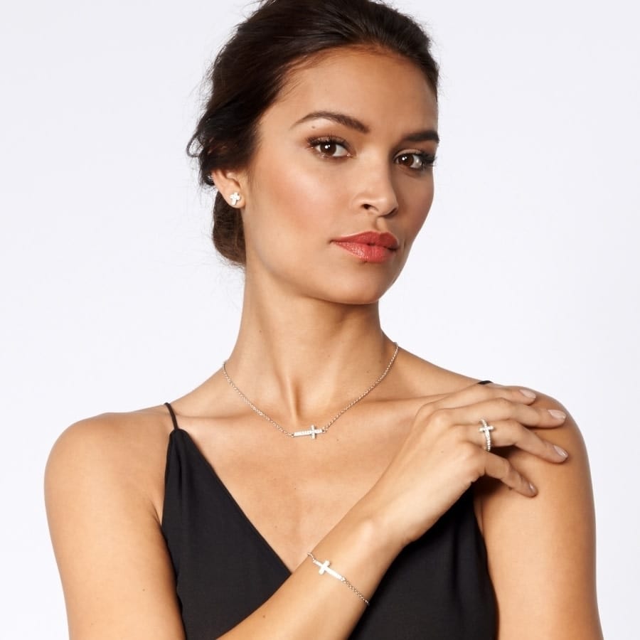 Starry Night Sideways Cross Necklace – Modern Shooting Star Design