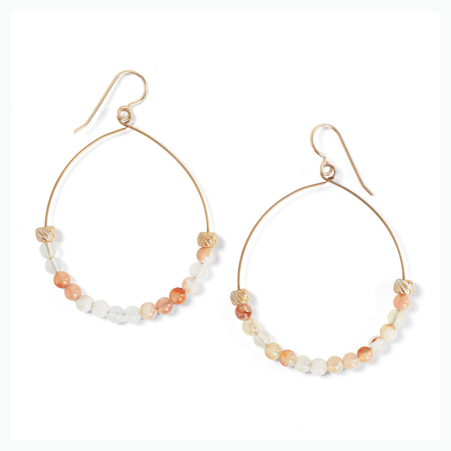 Handcrafted Sunset Cove Hoop Earrings with Semi-Precious Beads