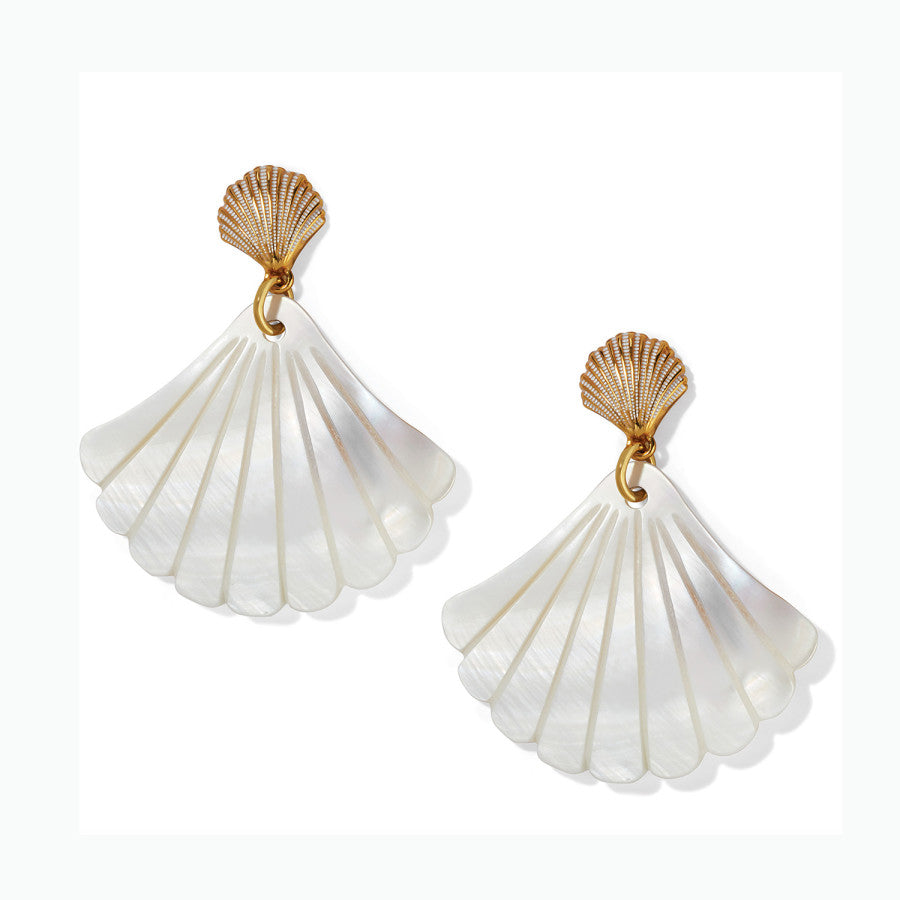 Mother of Pearl Shell Earrings in White & Gold