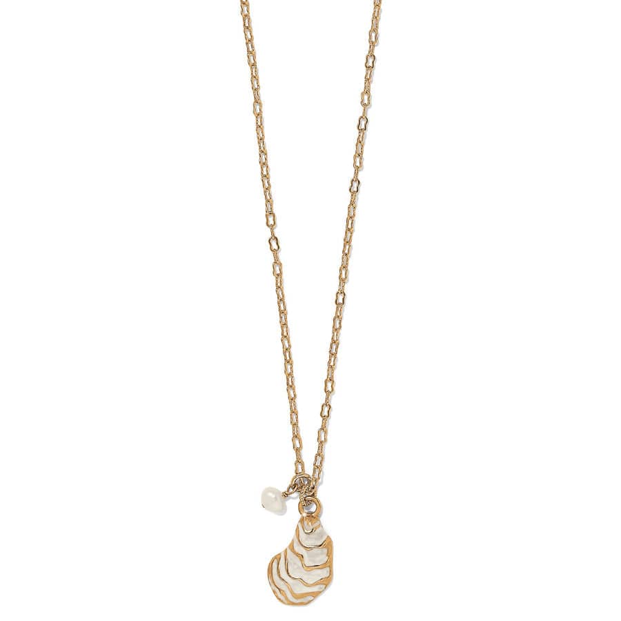 Delicate Shell and Pearl Necklace - Sunset Cove Oyster Duo