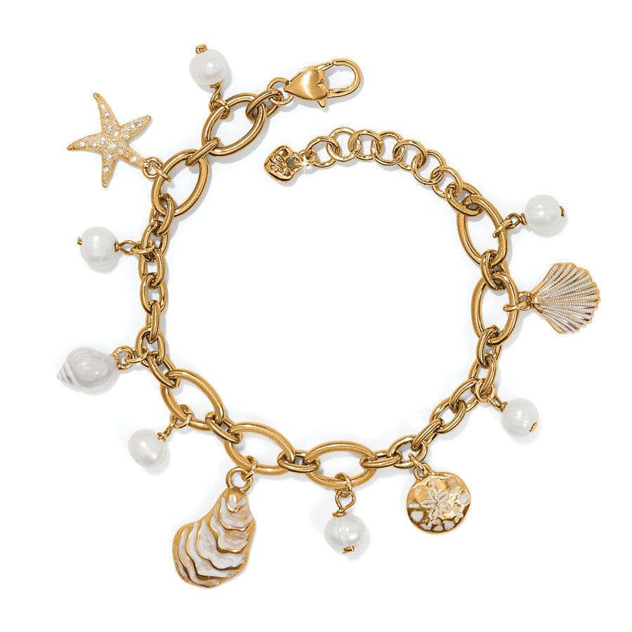 Sunset Cove Pearl & Gold Charm Bracelet with Chunky Chain