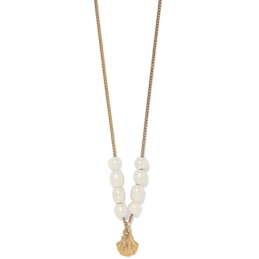 Sunset Cove Pearl Necklace with Golden Shell Charm