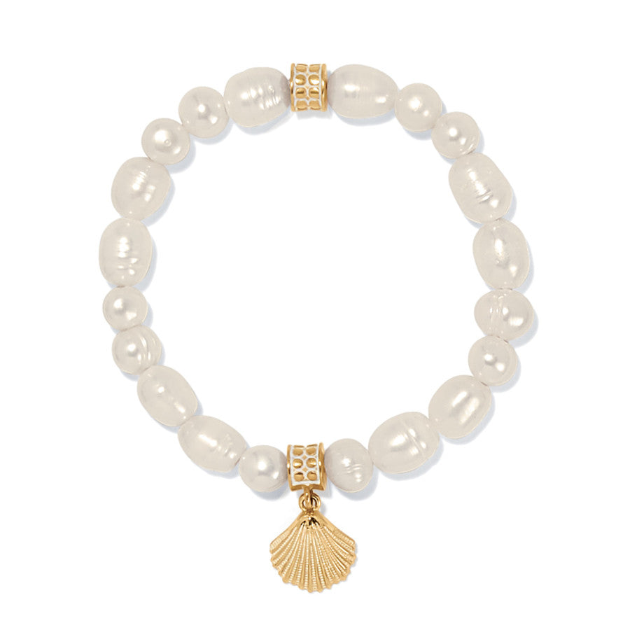 Gold Pearl Stretch Bracelet with Shell Charm – Sunset Cove Jewelry