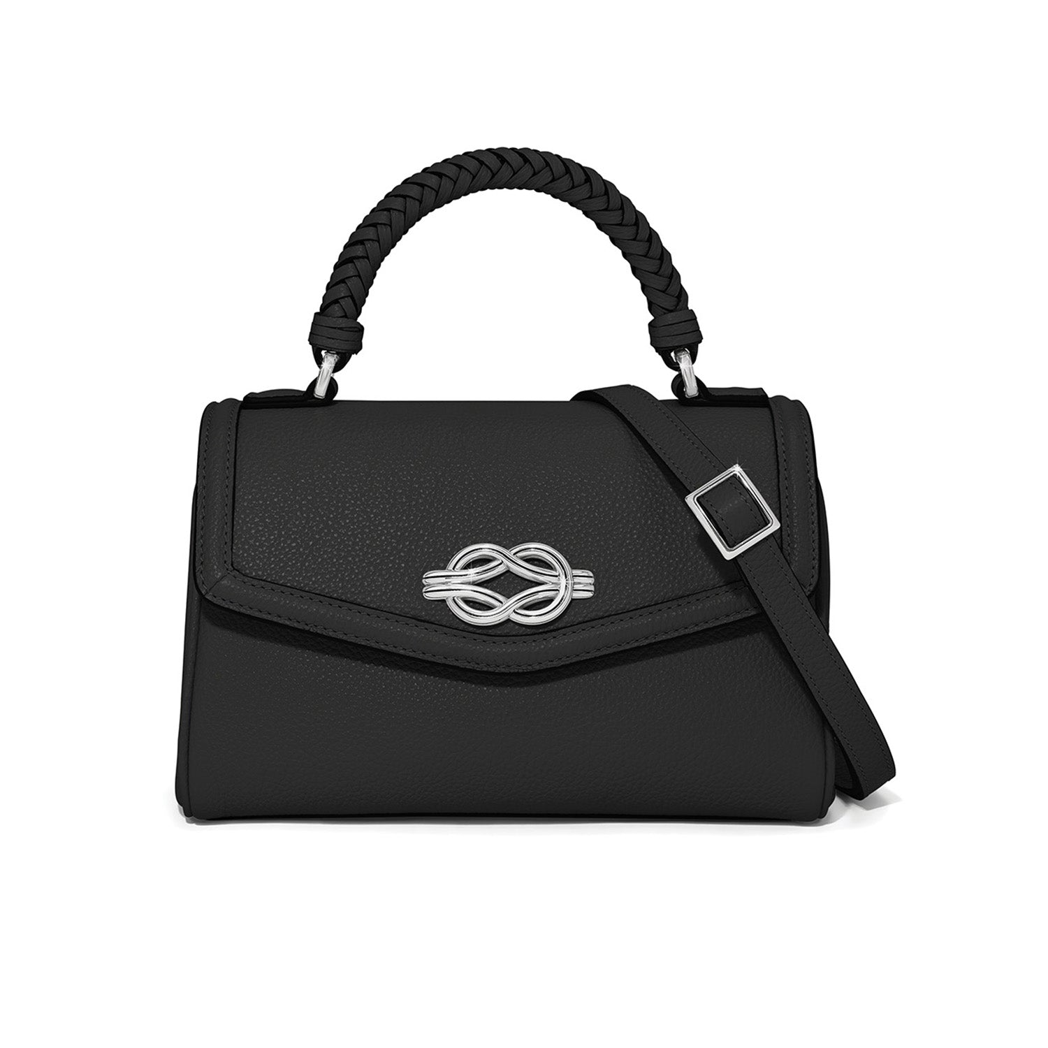 Tate Flap Satchel Handbag - Herringbone Handle & Bumped Appliqué