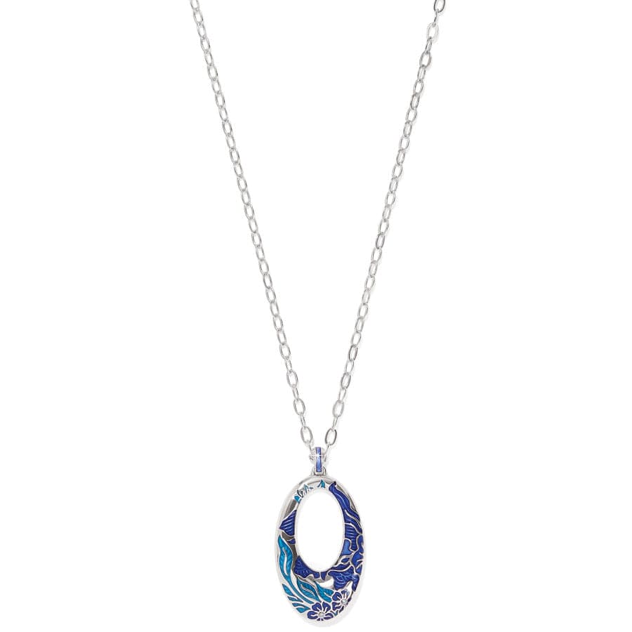 Handcrafted Blue Enamel Hoop Necklace with Floral Design