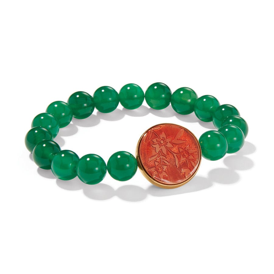 Terra Tropica Handcrafted Stretch Bracelet with Enamel Medallion