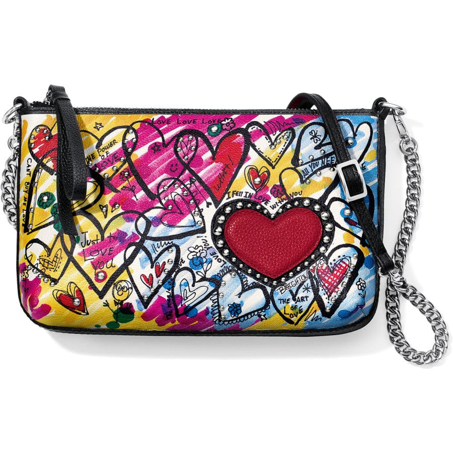 Tom Clancy Heart Studded Crossbody Pouch - Designer Love Art Bag