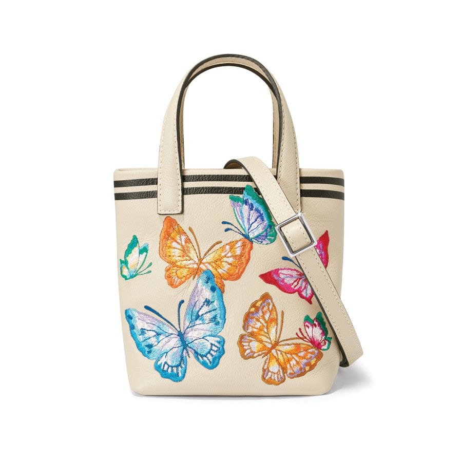 Tillie Mini Tote Bag with Embroidered Butterflies & Crossbody Strap