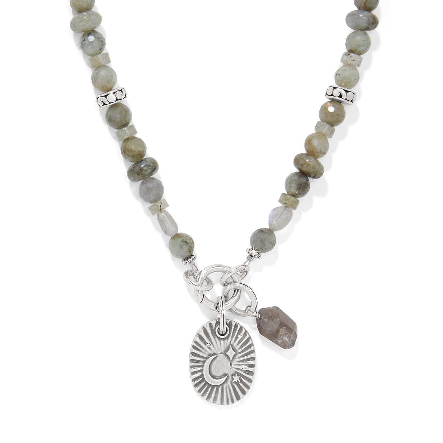 Labradorite Token Charm Necklace with Reversible Pendant