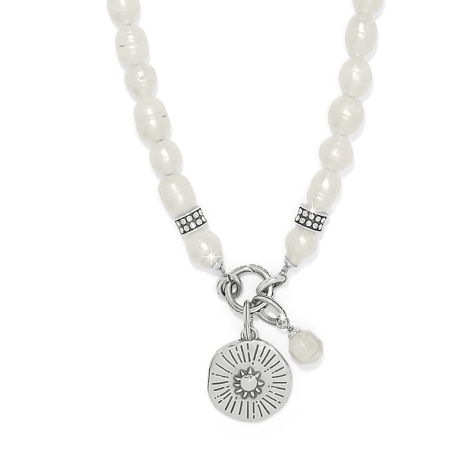 Pearl Charm Necklace with Inspirational Token & Freshwater Pearls