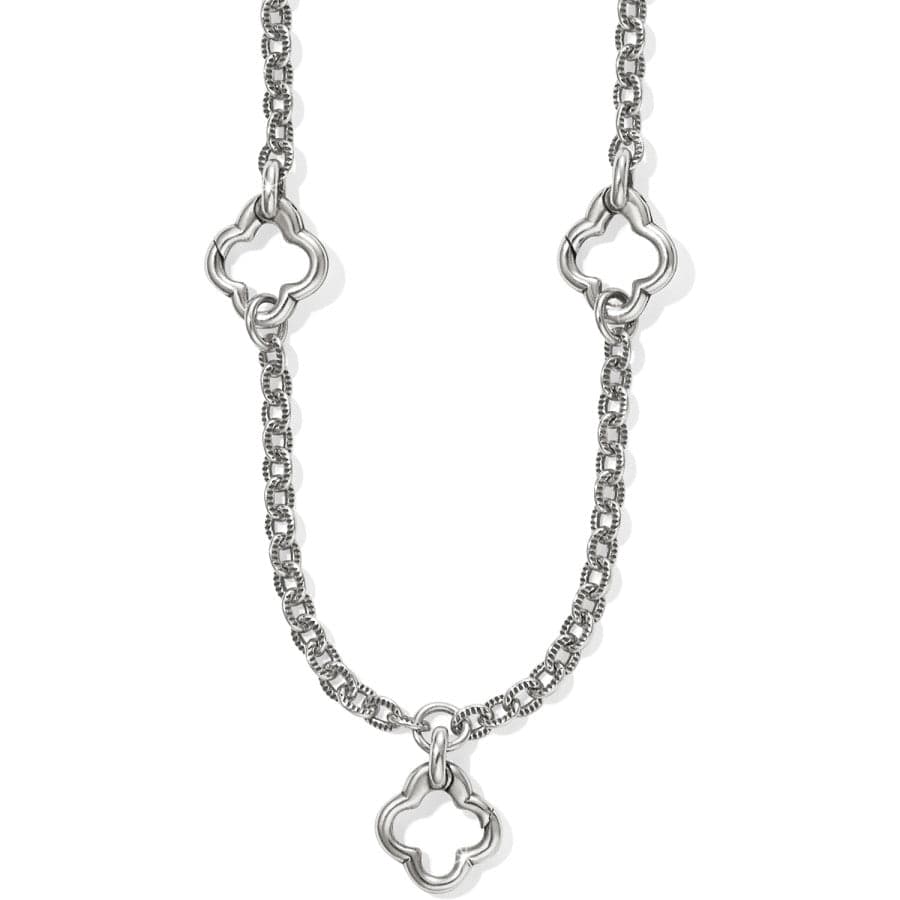 Customizable Trio Charm Necklace with Open Quatrefoil Links