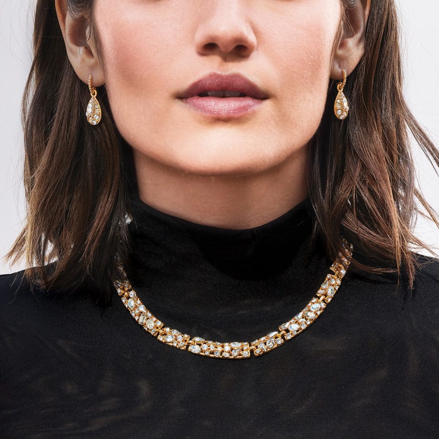 Golden Teardrop Crystal French Wire Earrings – Trust Your Journey
