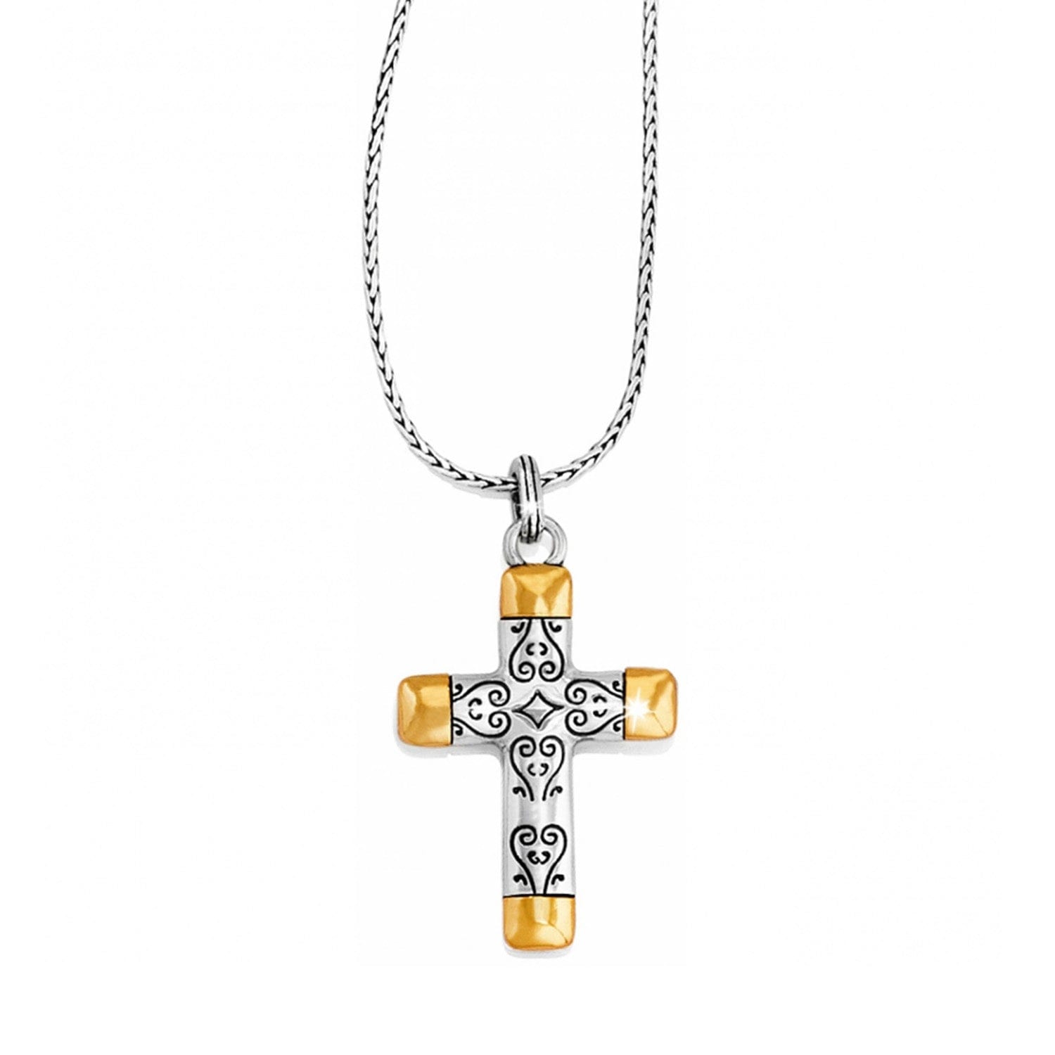 Venezia Reversible Cross Necklace in Silver & Mixed Metal