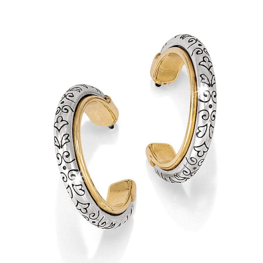 Venezia Scrolled Hoop Earrings in Silver & Gold