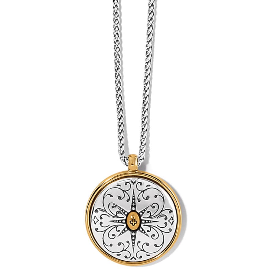 Venetian Carnival Mask Long Pendant Necklace - Handcrafted Mixed Metal