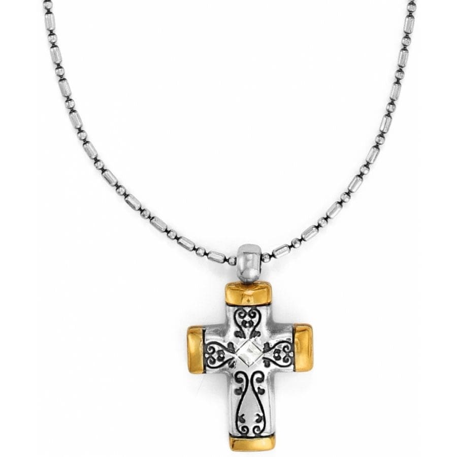 Venezia Petite Crystal Cross Necklace with Venetian Mask Design