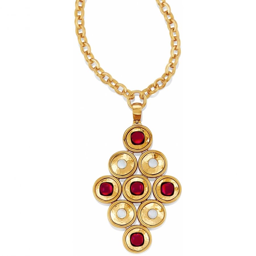 Burgundy Statement Necklace with Gold Pendant - Versailles Jewelry