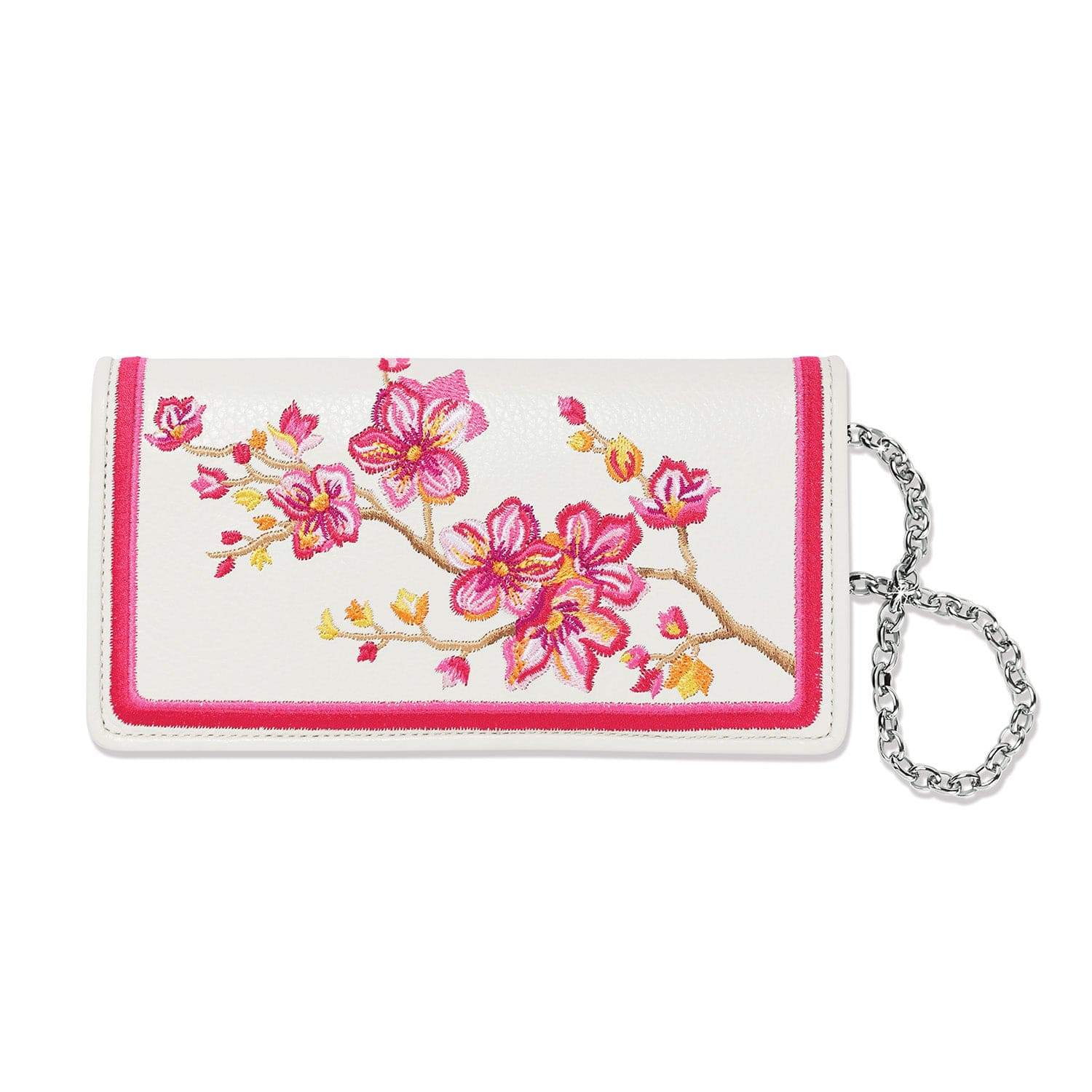 Kyoto Sakura Embroidered Leather Wallet - Handcrafted Cherry Blossom Design
