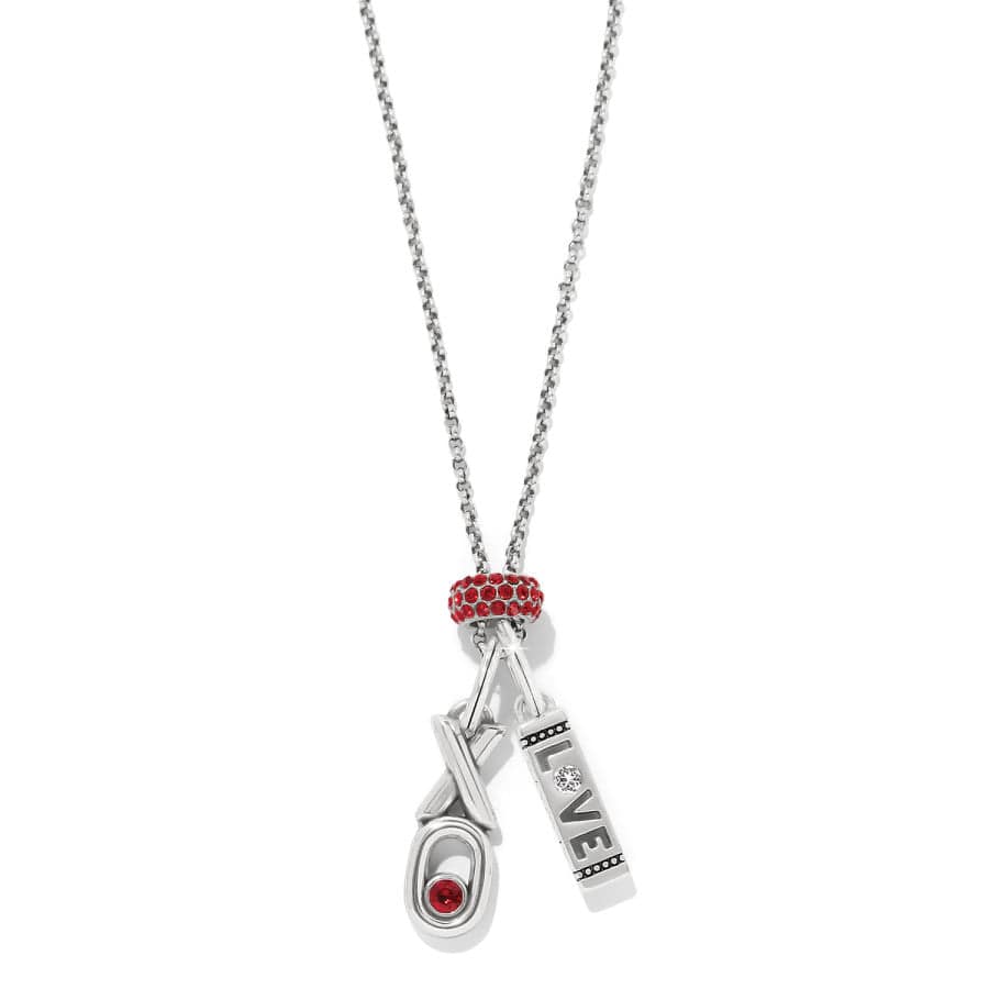 Ruby Red XO Love Charm Necklace with Glitter Spacer