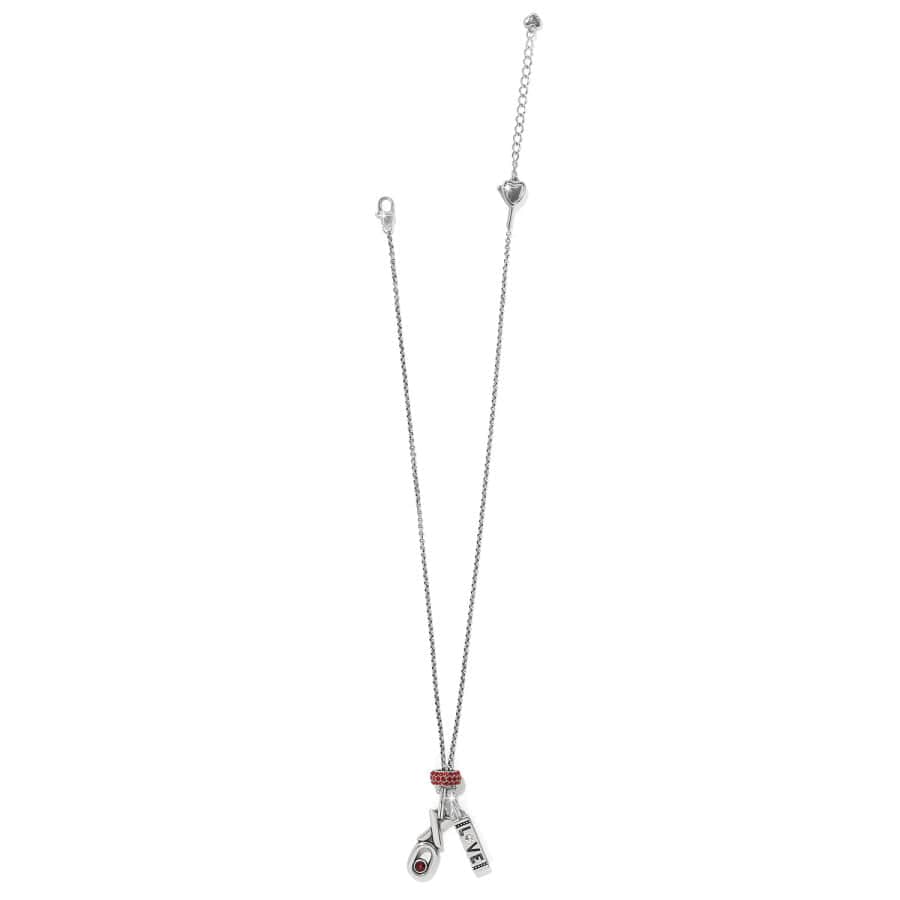 Ruby Red XO Love Charm Necklace with Glitter Spacer