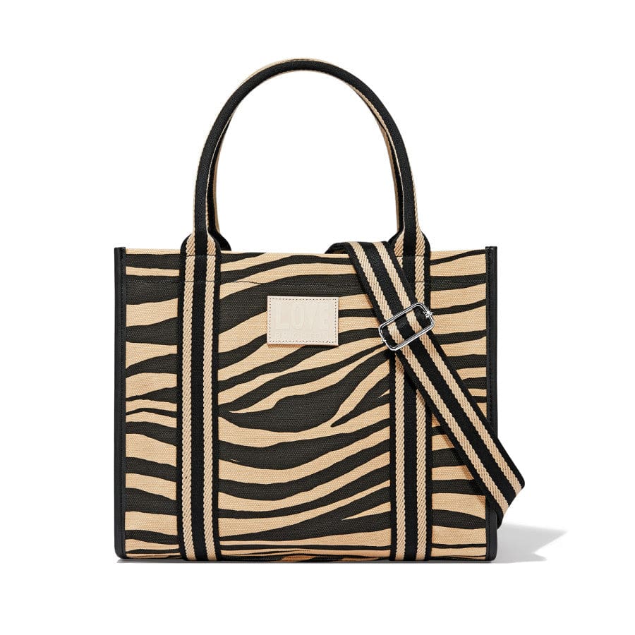 Zebra Print Cotton Canvas Tote Bag for iPad & Essentials