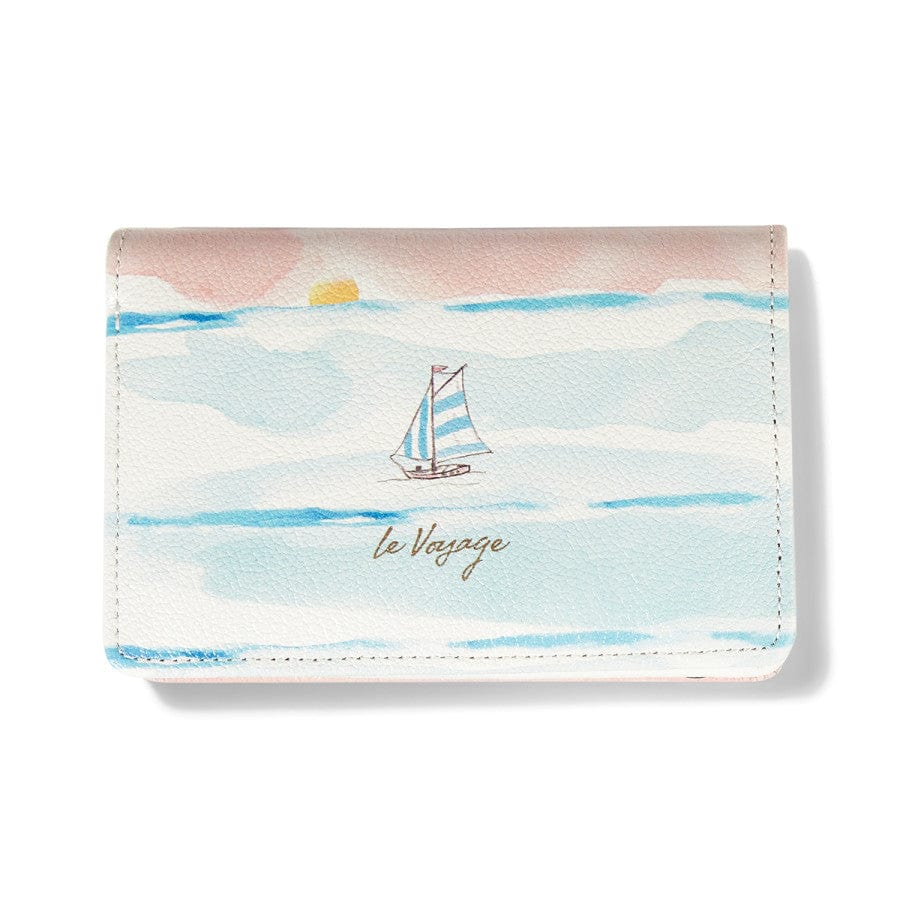 Handpainted Sailboat Leather Wallet for Travel - Voyage Medium