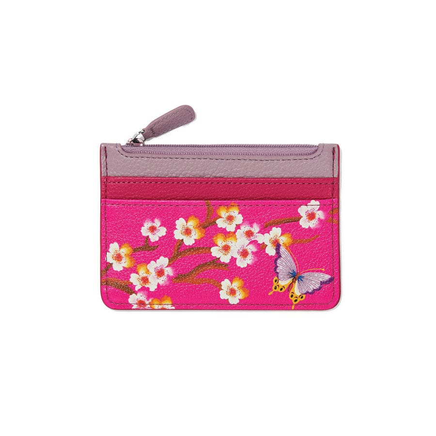 Hand-Painted Cherry Blossom Leather Card Holder